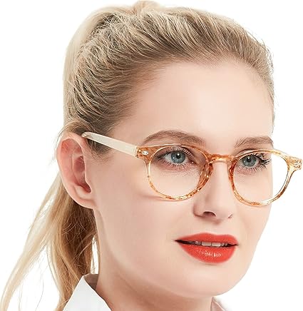 OCCI CHIARI Reading Glasses 5.0 Stylish Round Readers for Women 1.0 1.25 1.5 1.75 2.0 2.25 2.5 2.75 3.0 3.5 4.0 5.0 6.0(Yellow,5.0)