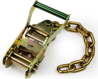 VULCAN Ratchet Buckle - 2 Inch Wide Handle with Chain Tail - 4 Pack - 3,300 Pound Safe Working Load