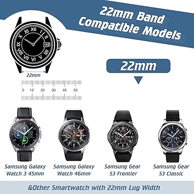 22mm Bands Compatible with Samsung Galaxy Watch 3 45mm BandGalaxy Watch 46mmGear S3 Frontier, Stretchy Adjustable Elastic Nylon Woven Sport Loop 22mm Wristband for Men Women, 5 Packs