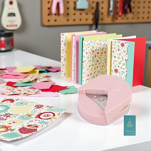 Corner Round Edge Cutter Rounding Tool for Paper Crafts, Paper Cutting, and Edge Shaping, Round Corner Multifunctional for Card Making and Scrapbookin Punches and Crafts (Pink)