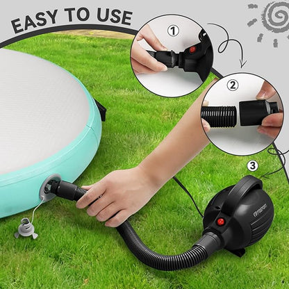 FBSPORT Air Pump for Inflatable Mat, Electric Air Pump 600W with 4 Nozzles, Portable and Fast Inflation AC110-120V, Suitable for Air Mat Float Dock Inflatable Beds