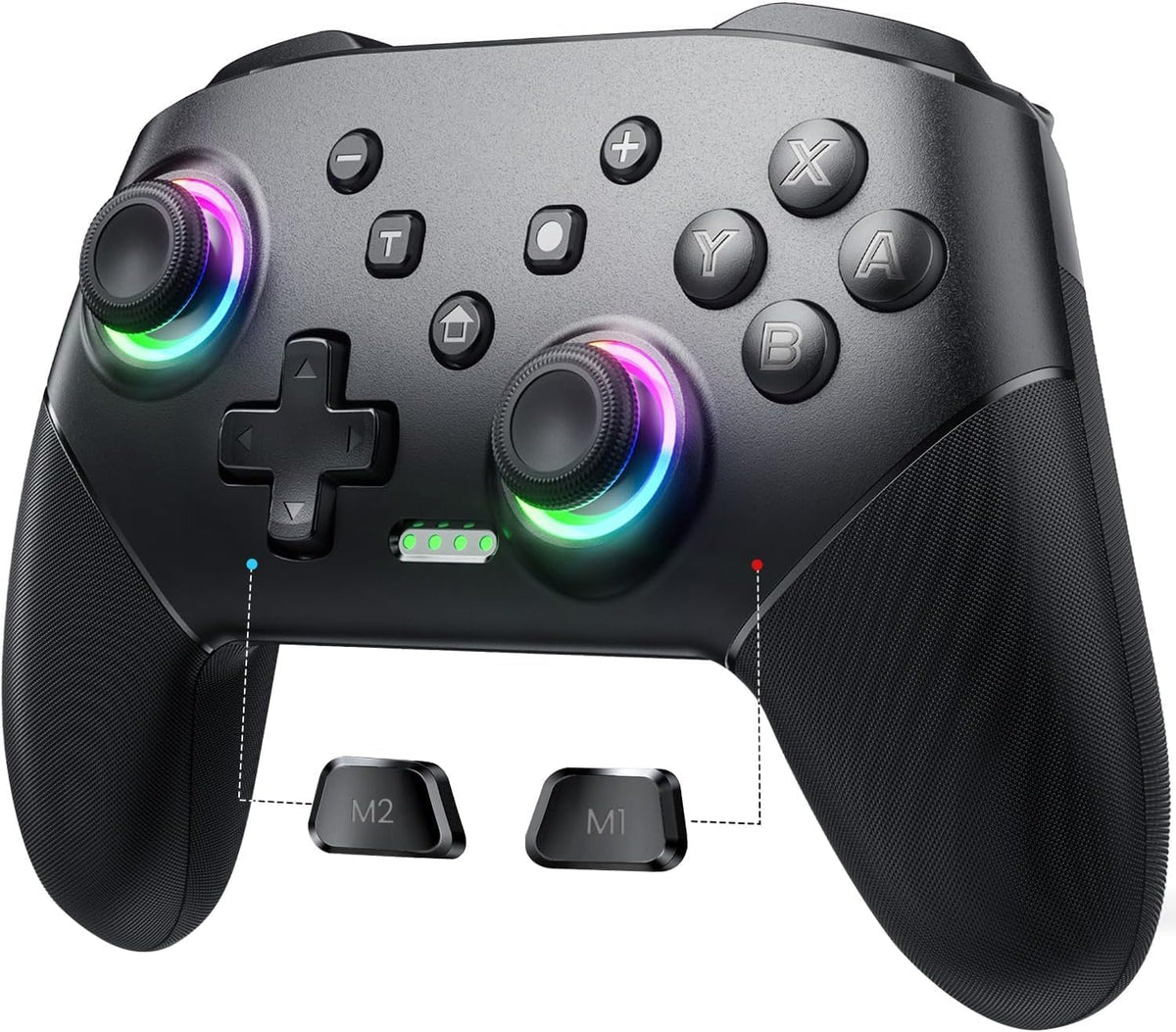 VOYEE Wireless Switch Controllers for Switch/Lite/OLED/PC, Pro Controller One-Key Pairing Gamepad with 9-Color RGB LEDs, 6-Axis Motion Control, Wake Up Function