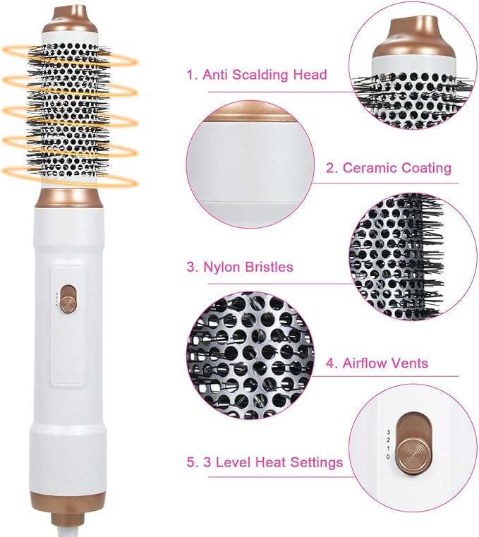 5-in-1 Hot Air Comb Home Use Straight Hair Curly Hair Blow Dryer Comb Multi-function Hair Styling Tool
