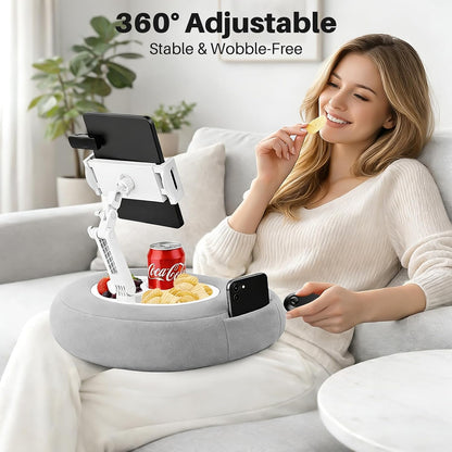 Gray Pillow Stand - Adjustable Kindle Holder for Bed,Sofa, 2-in-1 for Kindle/Tablet, Soft Plush for Reading in Bed (Does Not Include Controller)