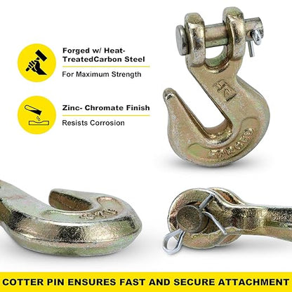 G70 14 Chain Hook Heavy Duty Clevis Grab Hook for 14 Inch Grade 70 Chain - for Trailer Truck Transport Yellow Chromate Finish (4Pack)