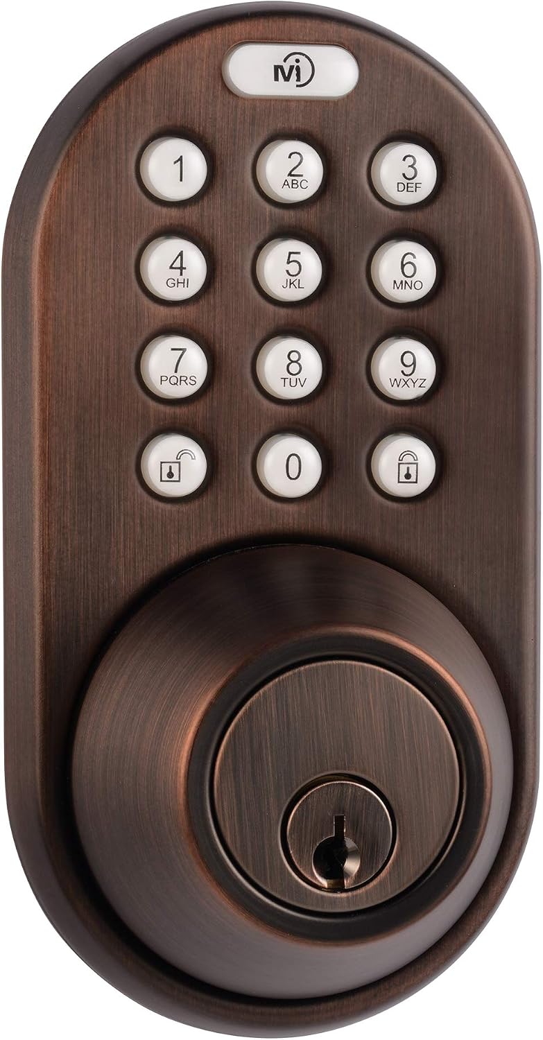 MiLocks TF-02OB Digital Deadbolt Door Lock with Electronic Keypad for Exterior Doors, Oil Rubbed Bronze