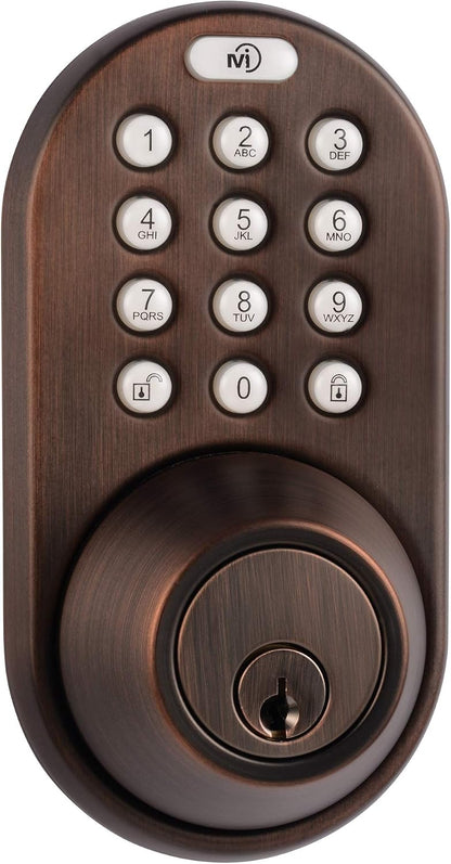 MiLocks TF-02OB Digital Deadbolt Door Lock with Electronic Keypad for Exterior Doors, Oil Rubbed Bronze