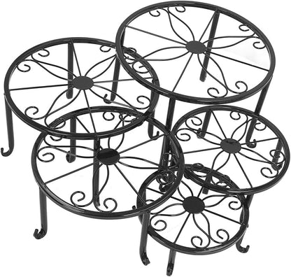 JUOPZKENN Metal Plant Stands for Flower Pots, 5pcs Metal Plant Stand Innovative Decorative Sturdy Stable Indoor Outdoor Flower Pot Holders for Multiple Plants Pots