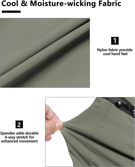Little Donkey Andy Men’s Ultra-Stretch Quick Dry Lightweight Bermuda Shorts Drawstring Zipper Pocket Hiking Travel Golf