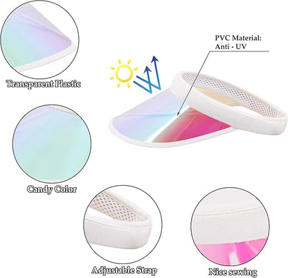 Surkat Women Sun Visors Hologram Wide Brim Thicker Sweatband UV Protective Sportswear Visors Sunhat