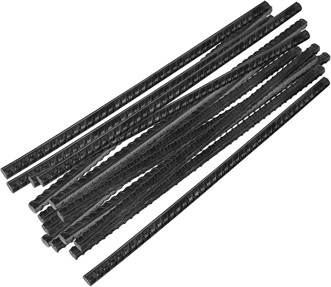 SHEUTSAN 20 PCS 12 Inch Rebar Stakes, 38' Thick Heavy Duty Steel Rebar Ground Anchor, Straight Metal for Camping Tent, Concrete Forming, Plant Stakes, Black