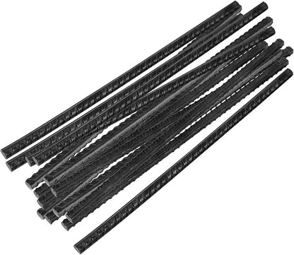 SHEUTSAN 20 PCS 12 Inch Rebar Stakes, 38' Thick Heavy Duty Steel Rebar Ground Anchor, Straight Metal for Camping Tent, Concrete Forming, Plant Stakes, Black