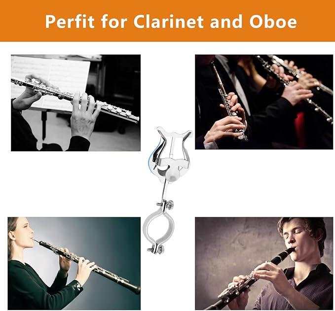 Clarinet Lyre Holder for Marching Band- 6.02Inch Sheet Music Clip Stand- Adjustable Music Book Clip for Beginners Professionals - Durable Lightweight