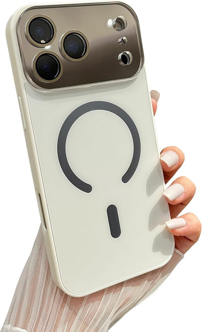 Caseative Crystal Camera Lens Protection Candy Color Magnetic Case for iPhone, Compatible with MagSafe Wireless Charging (White,iPhone 17 Pro Max)