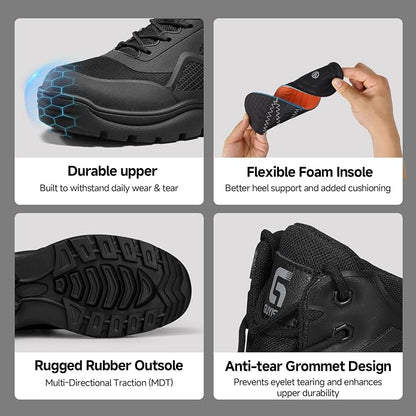 Size 13 GUYISA Steel Toe Boots for Men Work Boots for Men Breathable High Top Work Shoes Lightweight Indestructible Safety Shoes Industry Construction Safety Footwear.