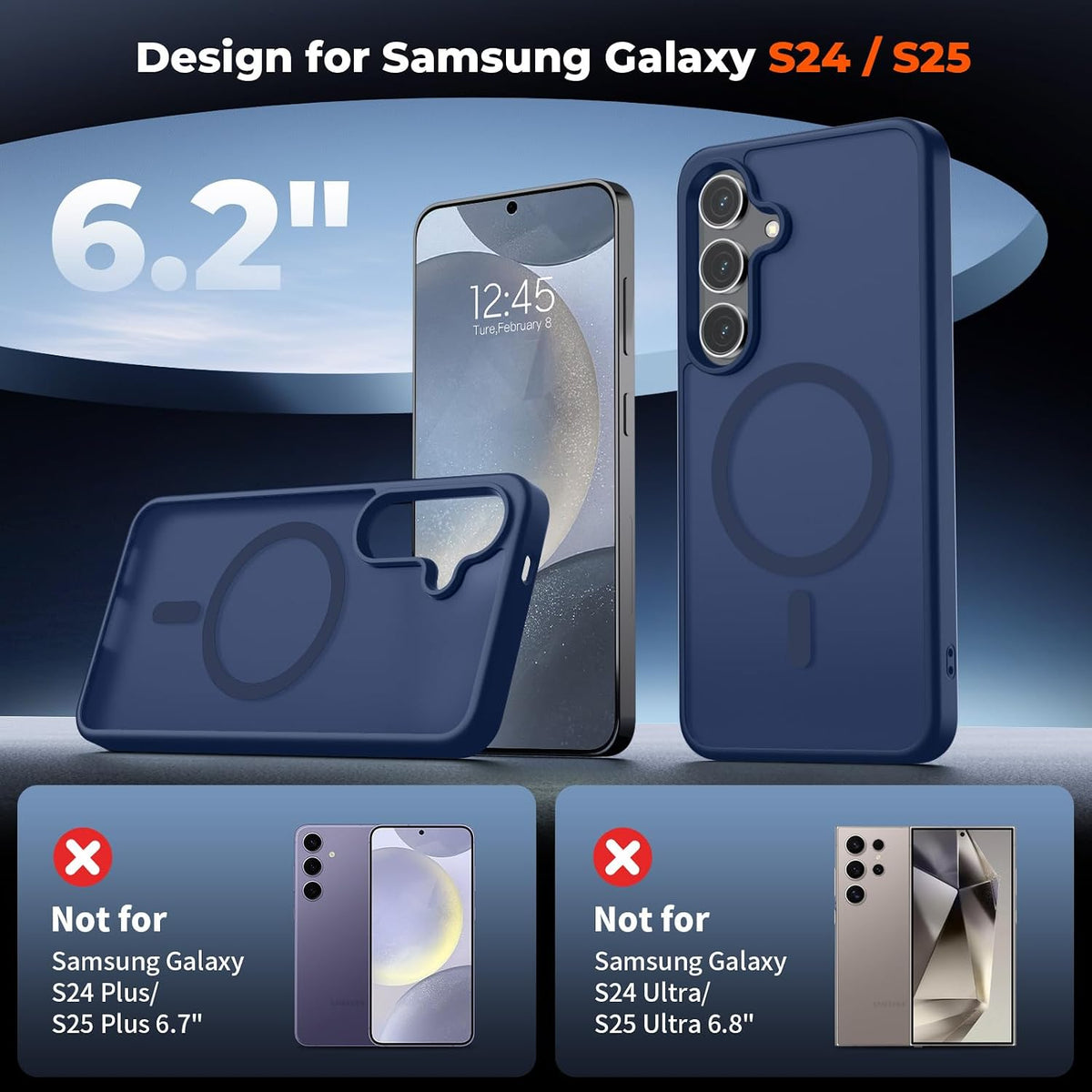 Magnetic for Samsung Galaxy S24 Case / S25 Case (Compatible with MagSafe) (Military Grade Drop Protection) Slim Translucent Shockproof Phone Case