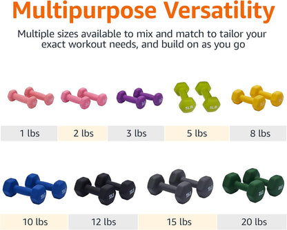 Basics Neoprene Dumbbell Hand Weights for Exercise and Muscle Toning (15 lb pair, product is slightly brighter than the picture)