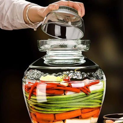 Vencer 2.5 Liter Traditional Glass Fermenting Jar With Lid and Pressure stone,Glass Fermentation Tank for Pickling Kimchi Sauerkraut,VHF-007