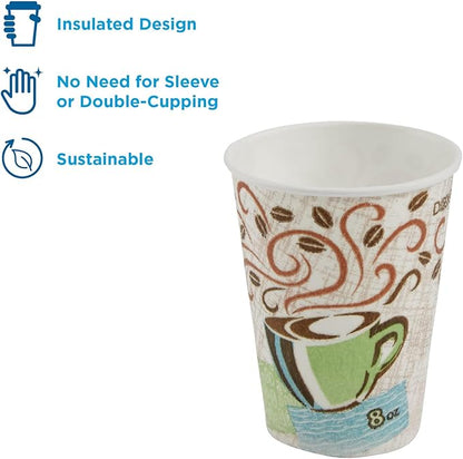 Dixie - PerfecTouch Hot Cups, Paper, 8 oz., Coffee Dreams Design, 50/Pack