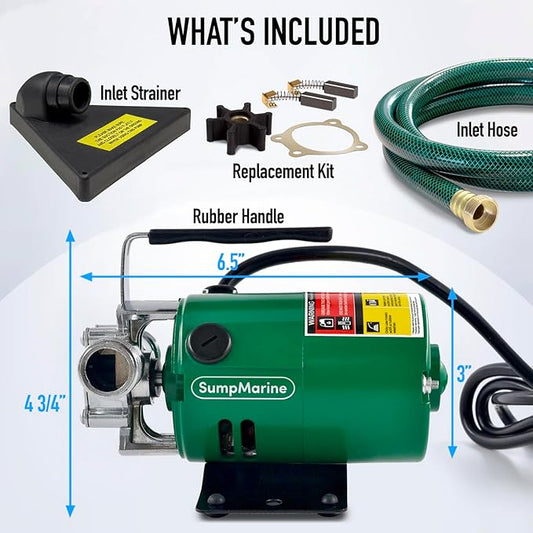 Water Transfer Pump, 115V 330 Gallon Per Hour - Portable Electric Utility Pump with 6' Water Hose Kit - To Remove Water From Garden, Hot Tub, Rain Barrel, Pool, Ponds, Aquariums, and More