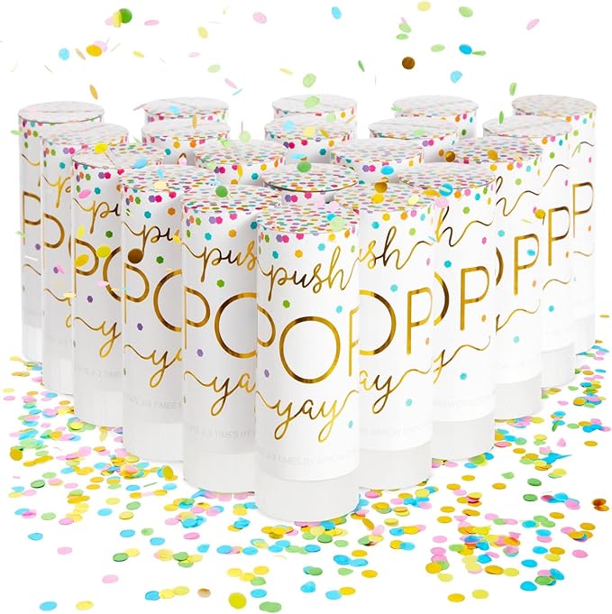 Sparkle and Bash 20 Pack Rainbow Confetti Shakers, Bulk Pop Confetti Party Supplies for Wedding, Bridal Shower, or Graduation