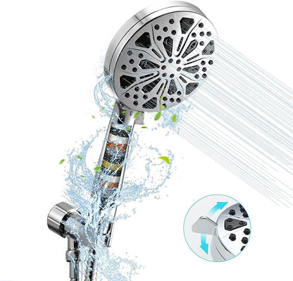 Shower Head With Handheld, High Pressure Shower Head With 10-Spray Modes, Detachable Shower Head Set Wtith Filters, Stainless Steel Hose  Shower Bracket,Easy to Install.Chrome.