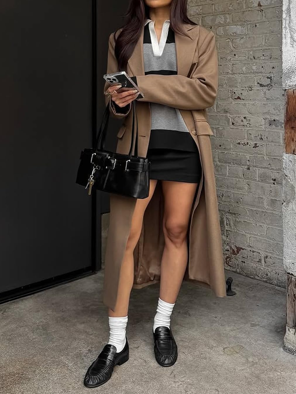 Loafers for Women Flat Shoes Chunky Heel Penny Loafers Round Toe Slip on Comfortable Dressy Shoes Formal Work Flats