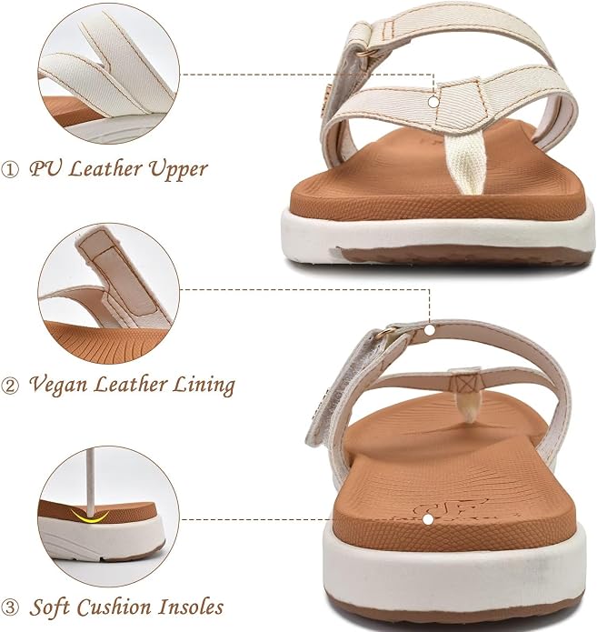 These COFACE flip flops feature memory foam cushioning, orthopedic arch support, and a lightweight design for all-day comfort.
