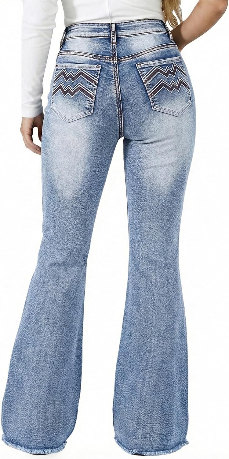 Vintage Bell Bottoms Flare Jeans for Women 90s High Waist Ripped Distressed Wide Leg High Rise Denim Pants