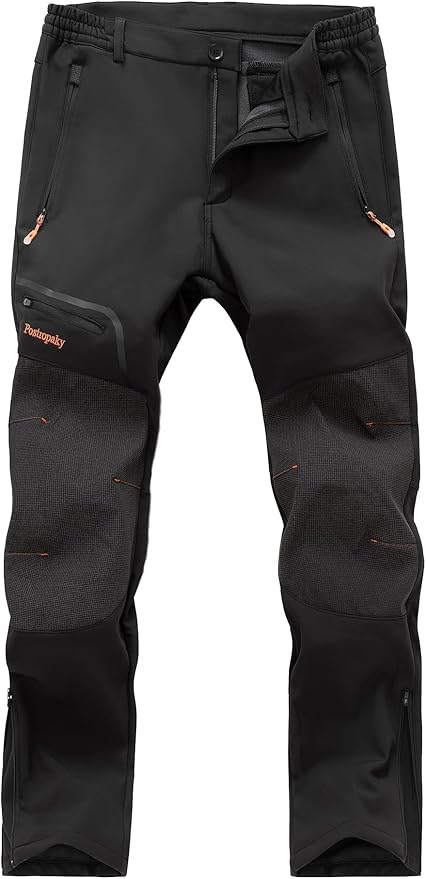 Postropaky Mens Hiking Snow Ski Pants Waterproof Outdoor Insulated Softshell Pants Snowboard Zipper Bottom Leg