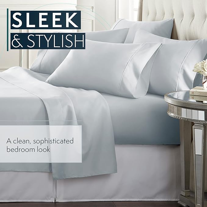 HC Collection Bed Skirt, Soft Microfiber Box Spring Cover, Bed Skirting Queen Size, 14" Inch Drop, Wrinkle  Fade Resistant - White