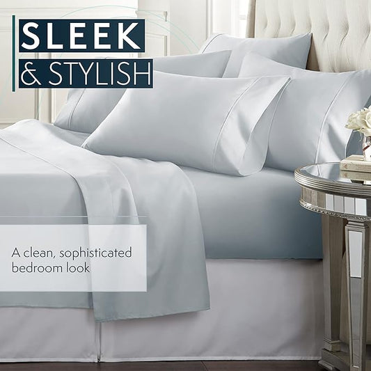HC Collection Bed Skirt, Soft Microfiber Box Spring Cover, Bed Skirting Queen Size, 14" Inch Drop, Wrinkle  Fade Resistant - White