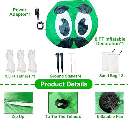 TURNMEON 8 Ft Tall Inflatable Cactus Mexican Fiesta Party Decorations with Taco Sombreros Guitar LED Lights Blow Up Mexican Day of The Dead Fiesta Party Favors for Yard Lawn Dia de Los Muertos Decor