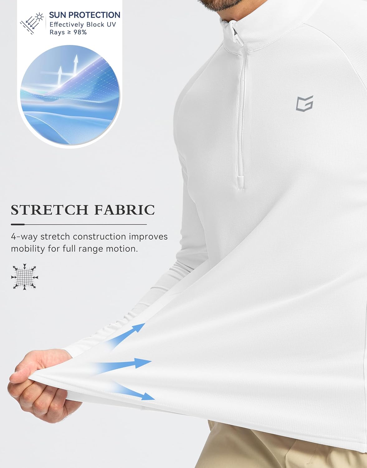 G Gradual Men's Running Shirts Long Sleeve Athletic Shirt Lightweight Quick Dry Quarter Zip Pullover for Men Workout Gym Golf