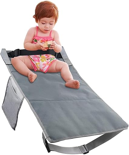 Kids Airplane Seat Extender Travel Bed, Nylon Airplane Foot Rest, Gray