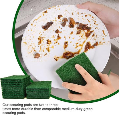 YoleShy 80 PCS Scouring Pad, Dish Scrubber Scouring Pads,4 x 6 inch Green Reusable Household Scrub Pads for Dishes, Kitchen Scrubbers & Metal Grills