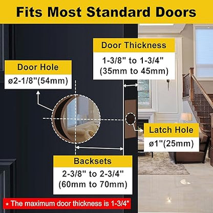CML Hardware Matte Black Keyed Entry Door Knob for Entrance, Exterior and Interior Use, Round Ball Handle, Stainless Steel