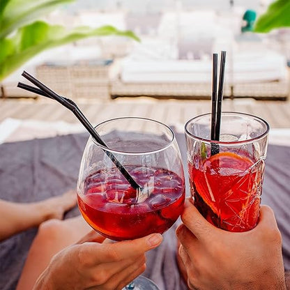 100 Pcs Black Flexible Drinking Straws,Plastic Disposable Bendy Straws(0.23''diameter and 8.27"long)