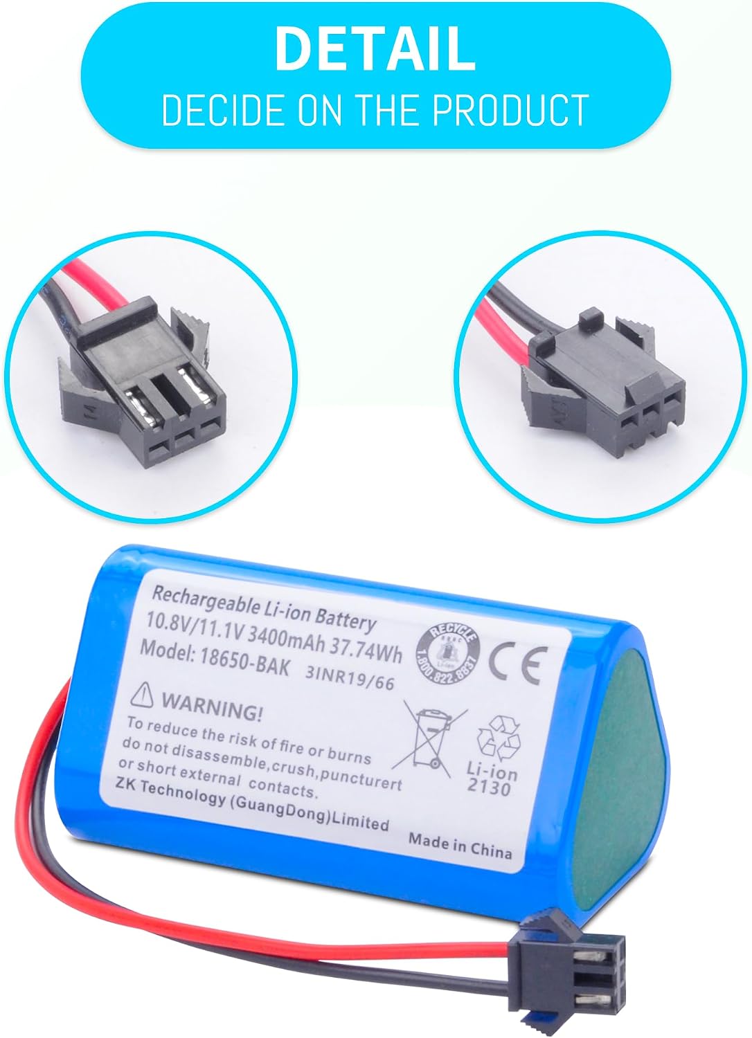 3400mAh Replacement Vacuum Battery Compatible with Vactidy T6 T7 T8 LS001-02 Robot Vacuum Cleaner with Tools 11.1V