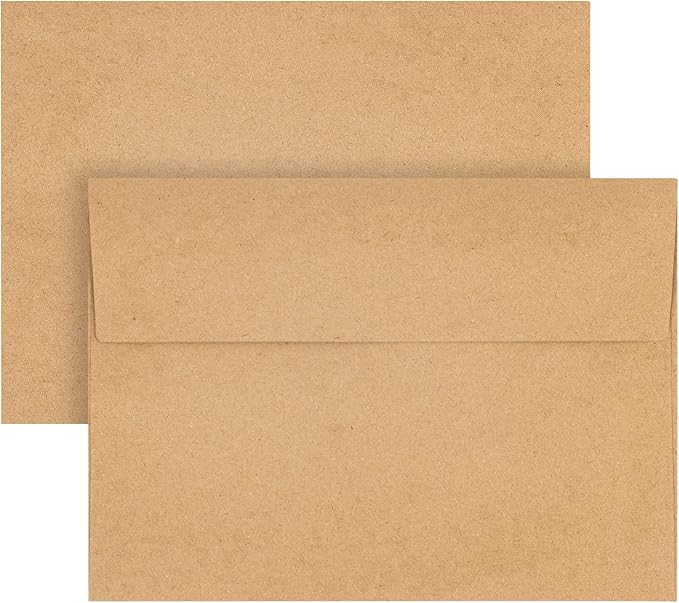 Kraft Envelopes, 50 Pack, 5 x 7 Inch, Brown Envelopes,A7 Envelopes, Card Envelopes, Kraft Paper Envelopes, Invitation Envelopes, Postcard Envelopes (Brown)