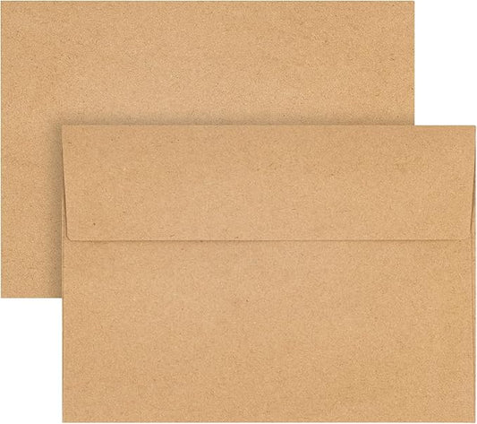 Kraft Envelopes, 50 Pack, 5 x 7 Inch, Brown Envelopes,A7 Envelopes, Card Envelopes, Kraft Paper Envelopes, Invitation Envelopes, Postcard Envelopes (Brown)