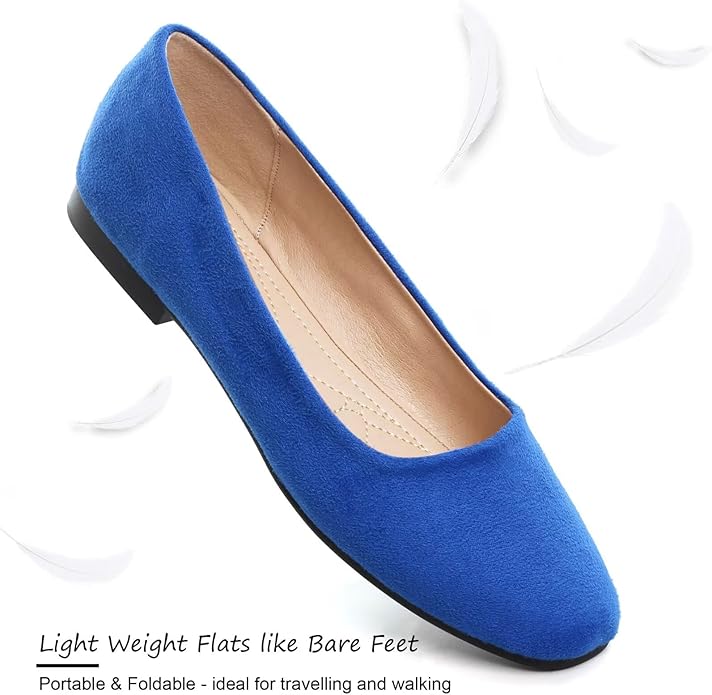SAILING LU Flats for Women Comfortable Solid Color Soft Flats Square Toe Ballet Casual Work Shoes Dressy Slip-ons Loafers