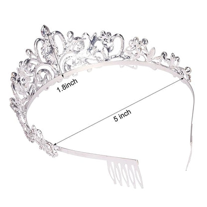 Didder Silver Crystal Tiara Crown Headband Princess Elegant Crown with combs for Women Girls Bridal Wedding Prom Birthday Party