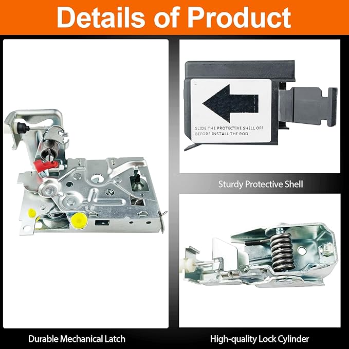 Door Lock Actuator Compatible with 1992-1997 F150 F250 F350 Bronco Front Left Driver Side with Cable Rod Kit