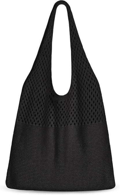 Sightor Crochet Tote Bag, Mesh Beach Bag Knit Summer Hobo Bag Vacation Boho Tote Bag for Women.