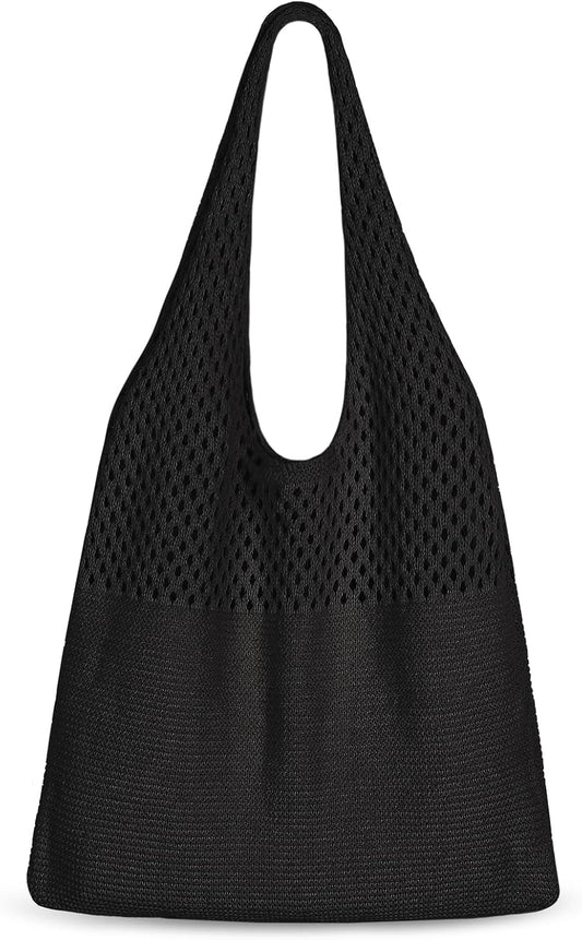 Sightor Crochet Tote Bag, Mesh Beach Bag Knit Summer Hobo Bag Vacation Boho Tote Bag for Women.