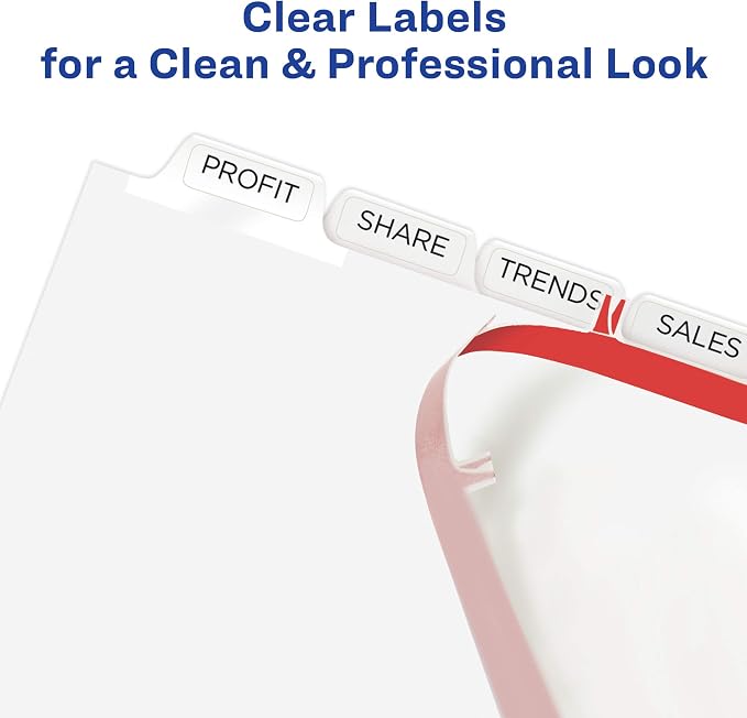 Avery Index Maker Clear Label Dividers, 3-Tab, Unpunched, 25 Sets For Organizing Binders and Presentations, Printable White Tabs, Laser and Inkjet Compatible, Reinforced Tear-Resistant Edge