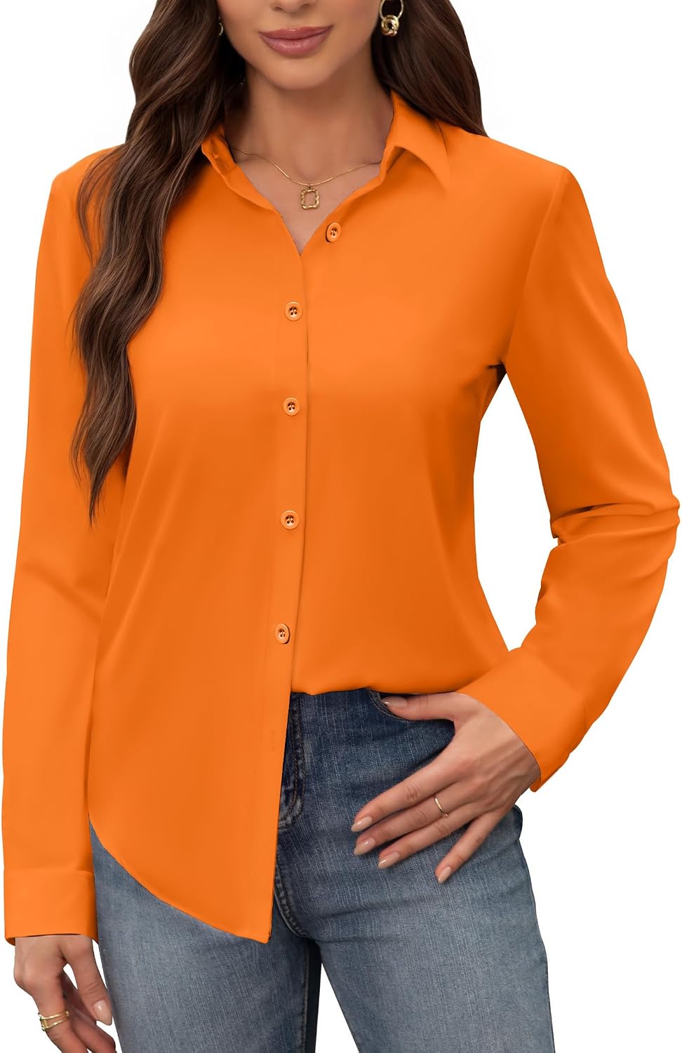 siliteelon Women's Stain Shield Dress Shirts Wrinkle Free Long Sleeve Shirts Solid Work Business Button Down Shirts.