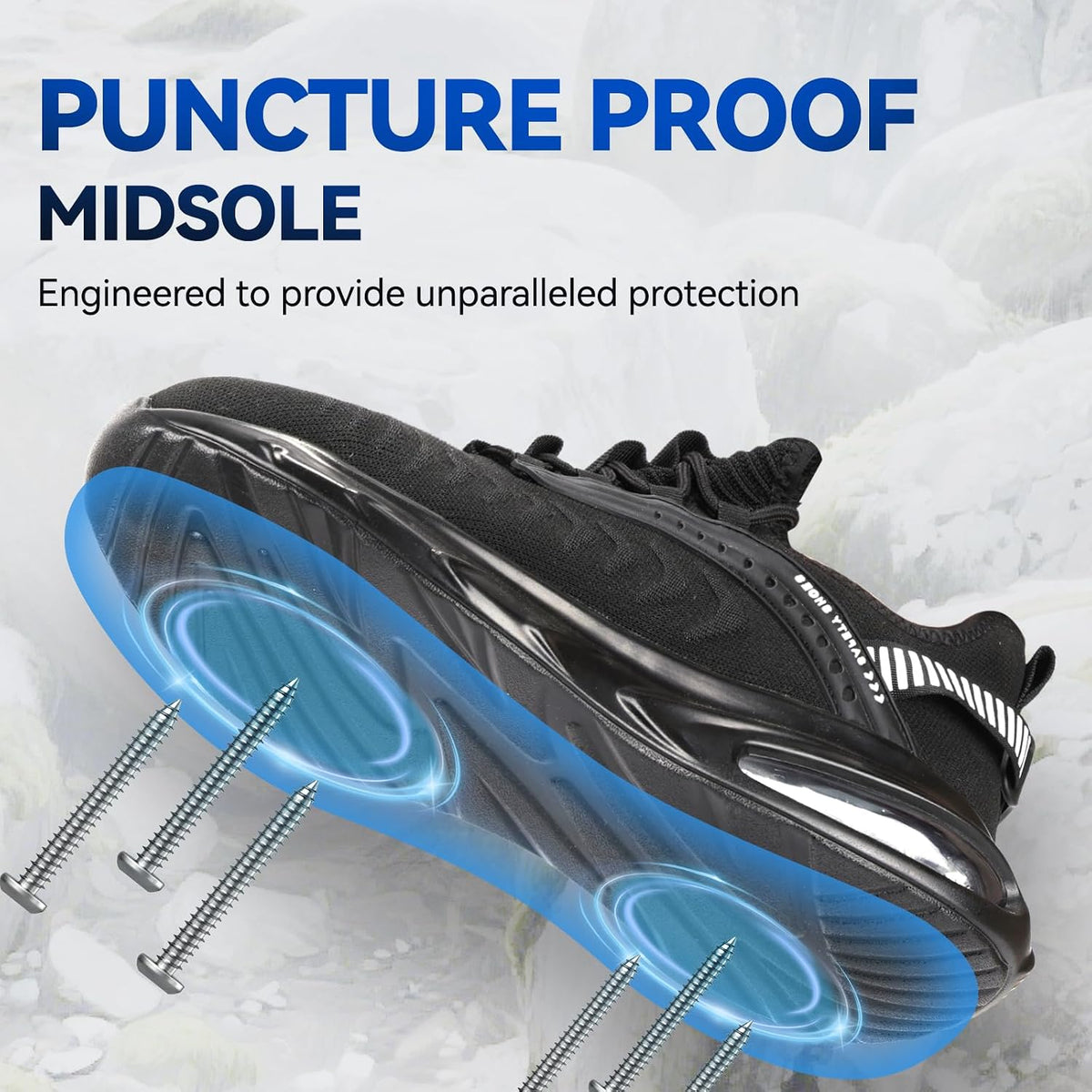 Steel Toe Shoes for Men Women Lightweight Cushion Sneakers Slip Resistant Safety Work Shoes Indestructible Sneakers