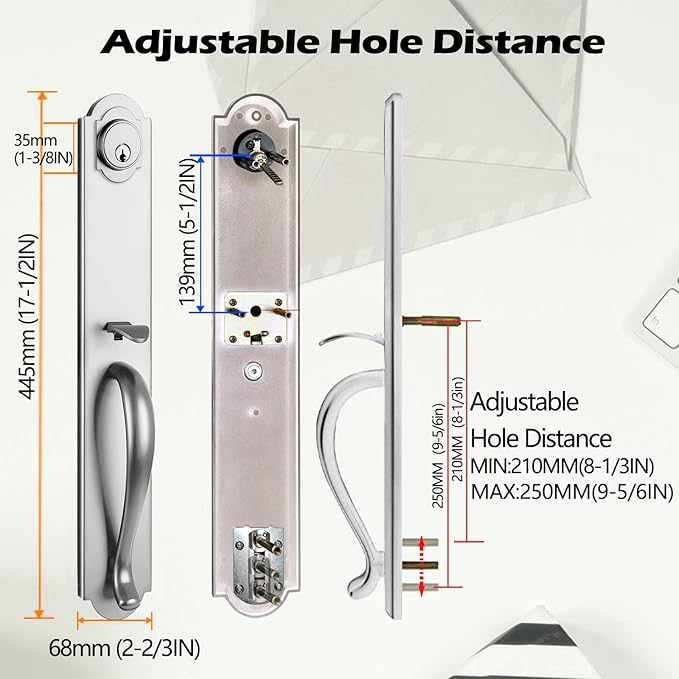 NEWBANG Keyed Entry Door Handleset Brushed Nickel Finish,(Keyed Handleset),MDHST2018SN